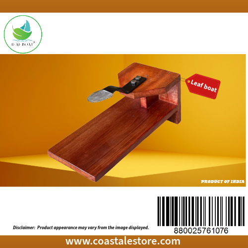 Leaf Boat Traditional Table Top Coconut Scraper Thengai Thuruvi with MS Blade (Medium Kitchen Table Suitable) Hermane | Thengina Kayi | Nariyal |