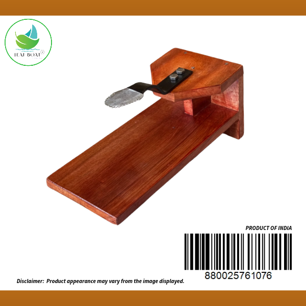 Leaf Boat Traditional Table Top Coconut Scraper Thengai Thuruvi with MS Blade (Medium Kitchen Table Suitable) Hermane | Thengina Kayi | Nariyal |